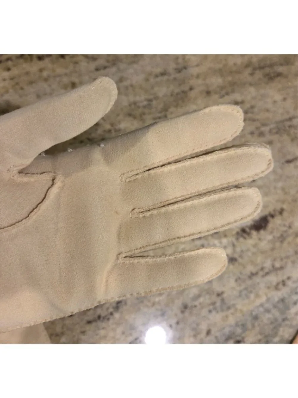 New! Vintage Women Size S/M 6.5 Beige Cotton Beaded Formal Gloves Art Noveau...